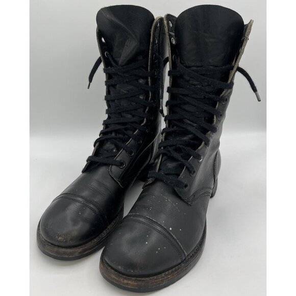 Vtg BFG BF Goodrich Military Combat Capped Toe Black Leather Jump Boot Size 10 main image 13